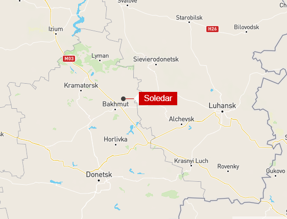 俄罗斯已于上周宣布占领乌克兰东部城镇索列达尔（Soledar）